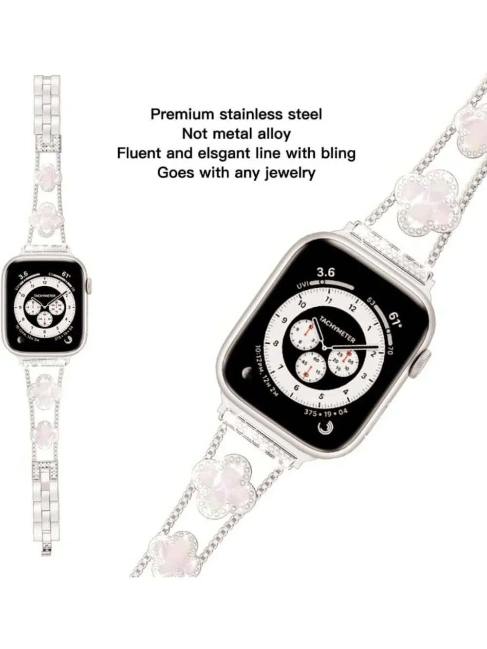 Sparkling Diamond Metal Bands for Apple Watch Series 2-11, Stylish & Chic